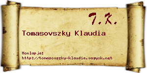 Tomasovszky Klaudia névjegykártya